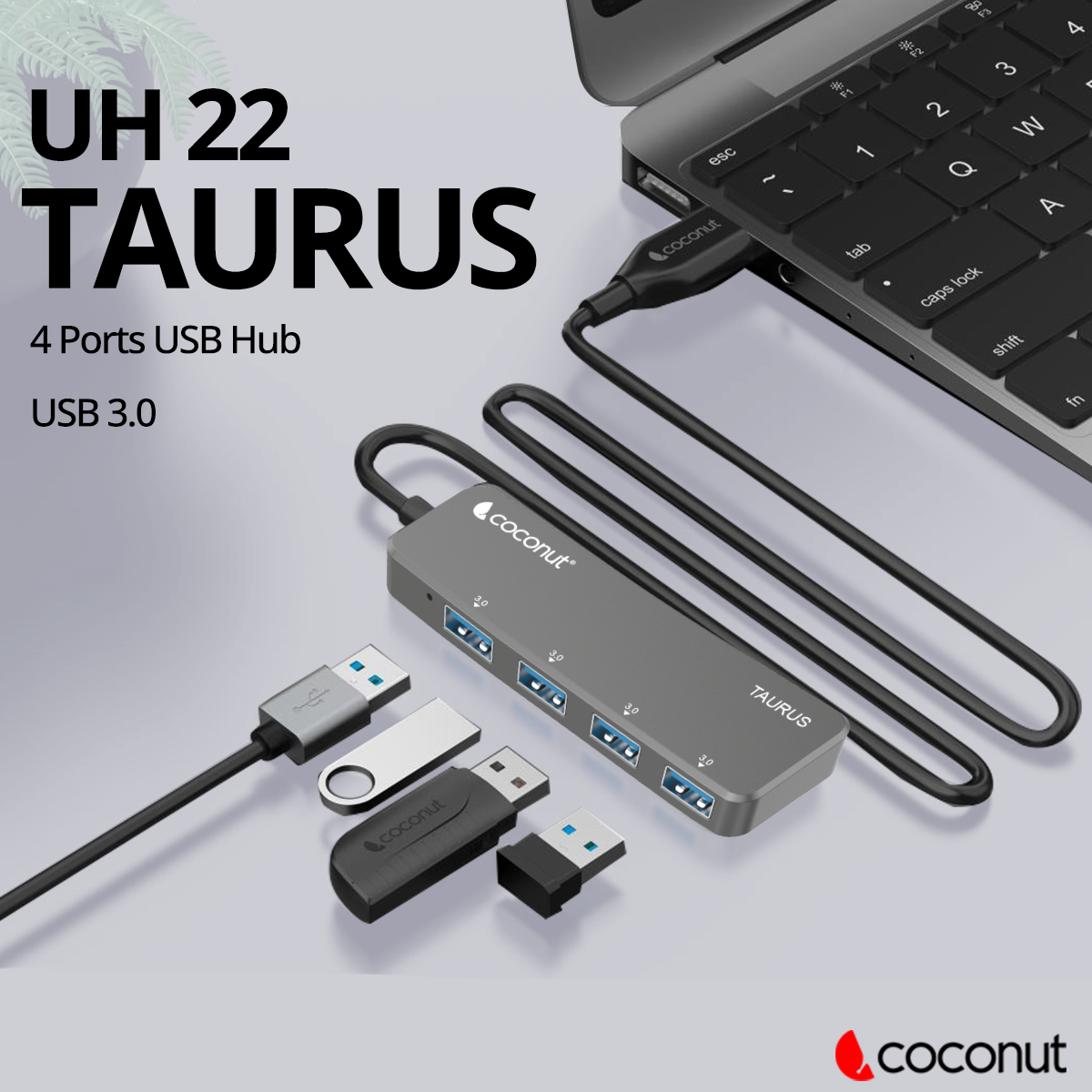 UH22 Taurus 4 Port USB 3.0 Hub, compact and efficient connectivity